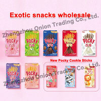 Venta al por mayor de aperitivos exóticos Pocky Sticks barras de chocolate, barras de cacao Glico Pocky embalaje chino etiquetas personalizables