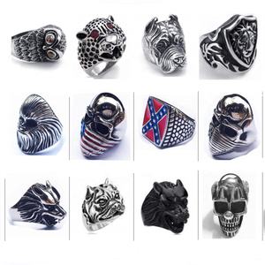 Anillos de Calavera de Acero Inoxidable 316L para Hombre, Venta al por Mayor, Anillos Góticos Retro con Cuernos de Fantasma, Anillos Vintage de Motociclista MC, Joyería - Product Image 2