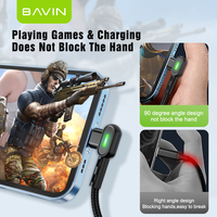 Câble de charge rapide double coude à 90 degrés BAVIN, prix de gros, personnalisé, micro USB type C, téléphone portable, 2,4 A, câble de données CB258