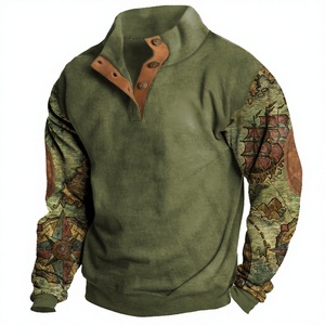 Sweat-shirts pour hommes à col montant, imprimé animal, en crochet, délavés, coupe ample, printemps-automne, vente chaude, loisirs et sport en extérieur - Product Image 2