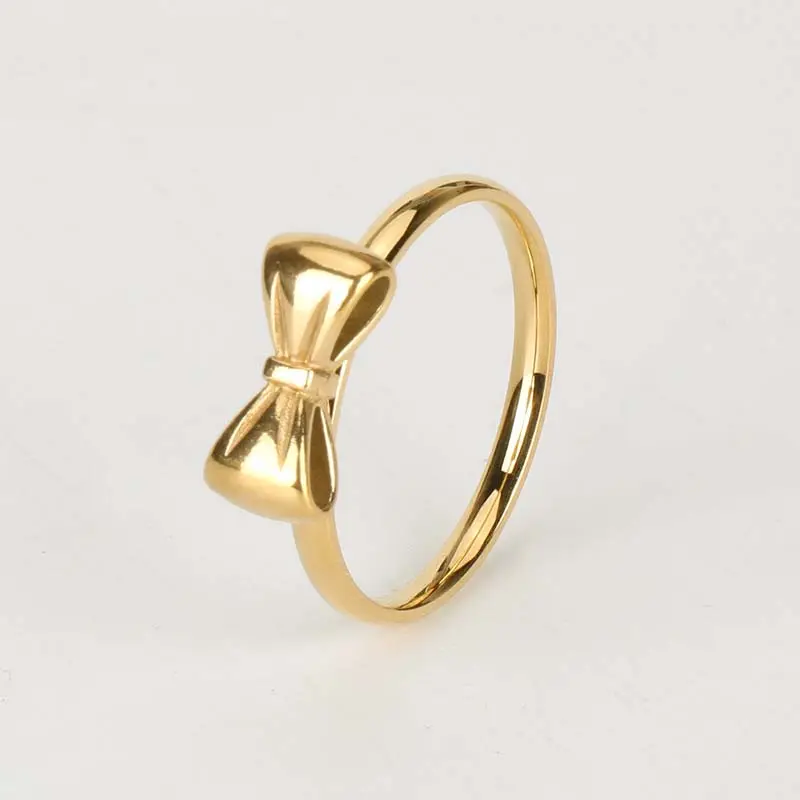 Smooth bow deep gold stainless steel rings romania gold jewelry for women wholesale as gift N2402211