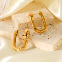 Pendientes de Aro H&C Clásicos de Acero Inoxidable con Baño de Oro de 18K, Diseño de Serpiente, Forma de U, Estilo Gótico, Hipoalergénicos e Impermeables