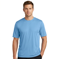 T-shirt pour homme bleu clair à manches courtes, col rond, coupe classique, jersey tricoté décontracté, design uni, séchage rapide, t-shirt personnalisé avec graphique