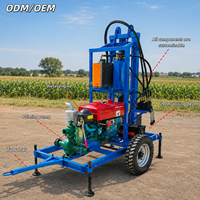 Machine portable de forage de puits d’eau de 200 m, foreuse de puits d’eau remorquable avec moteur diesel 25 HP EPA Euro 5 pour