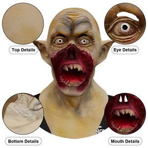 Máscara de Látex de Demonio de Terror, Máscara de Fantasma Aterrador con Orejas Grandes, Accesorio de Cabeza de <span class=keywords><strong>Vampiro</strong></span> para Fiesta de Halloween, Cosplay, Personalizable - Product Image 3