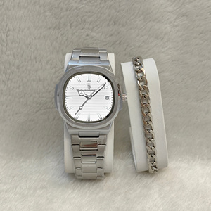 Poedagar 613 Orologio al Quarzo Originale con Display Analogico, Set Bracciale a Catena, Regalo per <span class=keywords><strong>Uomo</strong></span>, Classico in Acciaio Inossidabile con Data Luminosa - Product Image 2