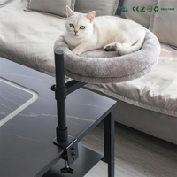 Hamac pour chat de luxe amovible avec bordures en peluche et design réglable pour bureaux ou fenêtres