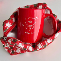 Vente en gros de tasses à café en céramique rouge, tasses à lait pour le petit-déjeuner, 350 ml, tasses en porcelaine, tasses à café en céramique pour cadeau, logo personnalisé, tasse à café