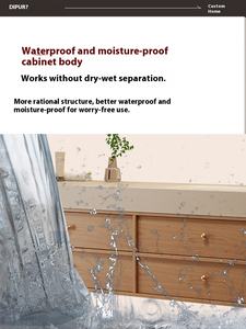 Diprie Armoire de salle de bain tout-en-un de style moderne Plaque de roche incurvée chaude Nouveau style Table de lavabo de <span class=keywords><strong>toilette</strong></span> Couleur bois originale - Product Image 3