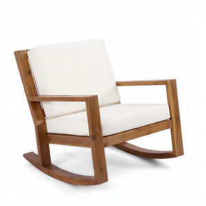 Chaise d'extérieur contemporaine en bois avec coussin d'assise moelleux pour le confort du patio et l'approvisionnement en mobilier de vente au détail - Product Image 1