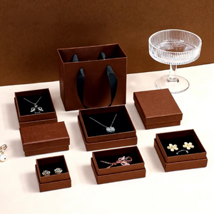 Juego de Caja de Joyería Multicolor y Bolsa de Papel, Juego de Empaque Cuadrado para Anillos, Collares y Pendientes - Product Image 2