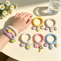 Élastiques à cheveux spirale multicolores exquis en forme de cordon téléphonique, imperméables, élastiques, accessoires pour cheveux et bracelets pour filles et femmes