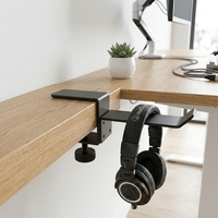 Support de casque à pince en métal avec revêtement noir personnalisé pour bureau