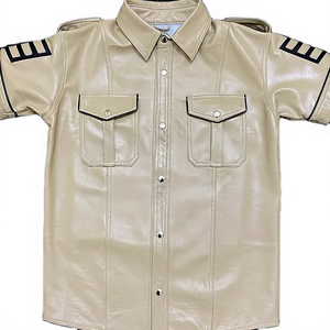 Camisa de cuero al por mayor para hombres, conjunto de uniforme gay de piel de vaca suave y auténtica para adultos - Product Image 1