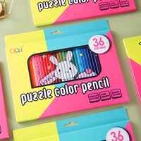 Boîte cadeau de crayons de couleur puzzle 36 couleurs avec 4 motifs de dessins animés pour enfants, fournitures de dessin et de coloriage DIY