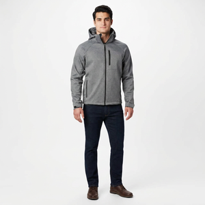 <b>Men's</b> Best Quality Trendy Softshell <b>Jacket</b> Lightweight Breathable High Fabric <b>Long</b> Sleeve Hooded Collar for Spring Running - Product Image 1