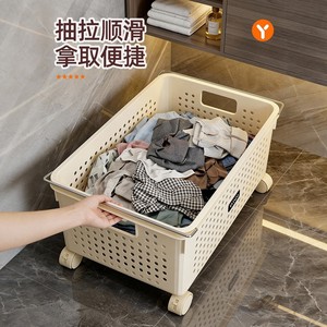 Yinco Laundry <b>Basket</b> Large Capacity With Wheels For Bathroom Clothes <b>Storage</b> <b>Rectangular</b> Design - Product Image 3