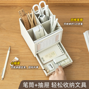 2026 Desk Calendar Pen Holder Plastic Square Office Storage Box With Drawer For Note Taking - Product Image 3