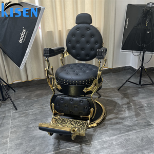 Chaise de barbier hydraulique KISEN en similicuir, hauteur réglable, design traditionnel, mobilier de salon, base ronde, salon de coiffure - Product Image 2