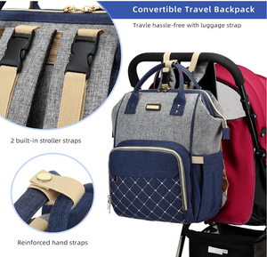 <span class=keywords><strong>Mochila</strong></span> Pañalera, Bolsa de Bebé con 15 Bolsillos, Bolso de Viaje para Niña o Niño con Bolsillo Térmico, Linda Bolsa de Pañales con Correas para Cochecito - Product Image 3