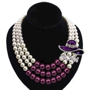 Collana di perle rotonde viola a tre fili con ciondolo del Consiglio Nazionale delle Donne Afroamericane Topvesko - Product Image 3