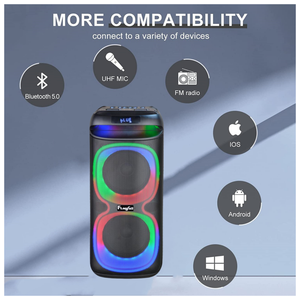 Altavoces DJ Portátiles de 8 Pulgadas con Subwoofer, Micrófono Inalámbrico, Carro, Luces LED RGB 5.3, Soporte para 2 Micrófonos, WIFI/AUX/RJ45 - Product Image 5