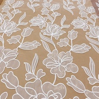 Bricolage fait à la main brodé paillettes dentelle tissu rideaux doux fleur robe de mariée décoration maille matériel pour vêtements