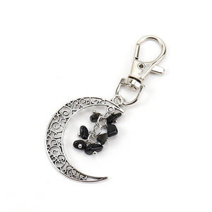 Retro ahuecado Luna púrpura cristal Natural piedra cruda cuarzo cristal llavero elegante estilo colgante cristal llavero - Product Image 6