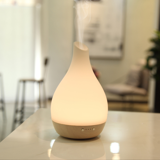 2021 high Quality Ceramic Wood Ultrasonic Home Decoration Art Humidifier Led Light Essential Oil Aroma Diffuser