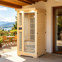Cabine de sauna infrarouge lointain individuelle d'intérieur en bois de pruche pour la rééducation corporelle et la relaxation à domicile