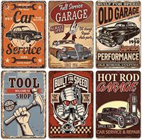 Plaques décoratives en fer pour moto et voiture, affiches métalliques rétro, décor mural vintage pour garage, bar, pub, et 'man cave'