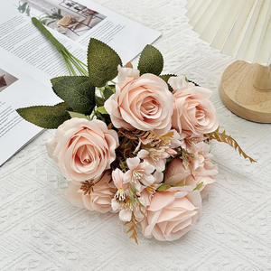 Ramo de Rosas Artificiales de 9 Ramas y 6 Cabezas, de Seda, Alta Simulación, para Decoración de Bodas y Hogar, Estilo Clásico, Arreglo Floral - Product Image 3