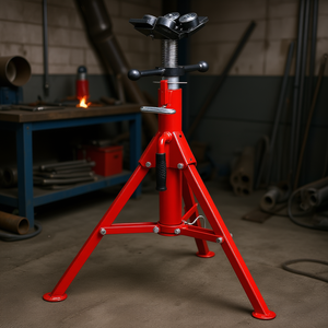 Supporto per tubi 28-52 pollici 1300 libbre, altezza regolabile, gambe pieghevoli, supporti per saldatura a testa a V, acciaio al carbonio verniciato a polvere - Product Image 2