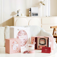 Boîte/Sac d'emballage de bougie parfumée rose haut de gamme, recyclable, élégante, luxueuse, romantique, avec logo personnalisé, taille sur mesure, 1 pièce