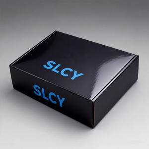 صندوق ورقي مموج أسود مخصص لطباعة الشعارات، صديق للبيئة، لتغليف الملابس وإعادة التدوير والشحن - Product Image 2