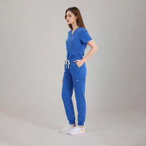 Conjuntos <span class=keywords><strong>de</strong></span> Uniformes Médicos Azul Rey, Top <span class=keywords><strong>de</strong></span> Manga Corta con Cuello en V y Pantalones Jogger con Bolsillos, Uniformes Médicos Personalizados, Uniformes <span class=keywords><strong>de</strong></span> Enfermería <span class=keywords><strong>de</strong></span> Marca Privada - Product Image 5