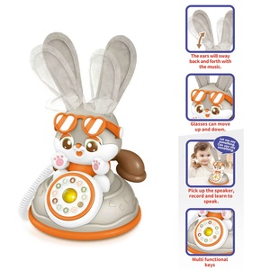 Educación temprana Iluminación Conejo Teléfono Máquina de aprendizaje Grabación de juguete Aprender a hablar Máquina telefónica con luces Música - Product Image 2