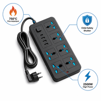 Multiprise industrielle sur mesure 2m 2000W 6 prises universelles avec ports USB Type-C et interrupteur de contrôle