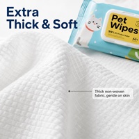 Lingettes nettoyantes pour animaux de compagnie OEM 99% EDI Pure Water, 80 lingettes, douces, non irritantes pour chiens et chats, viscose polyester biodégradable