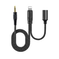Câble audio OTG Type C pour iPhone et ordinateur, en nylon/PVC, conducteur en cuivre pur, alliage d'aluminium, accessoire de carte son pour diffusion en direct