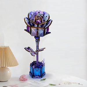 Puzzle 3D en bois Fleurs d'amour rose pour adultes, kit de bricolage pour femmes, mamans et grand-mères pour la Fête des Mères et la Saint-Valentin - Product Image 1