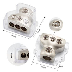 <span class=keywords><strong>3</strong></span>-Wege-Kupfer-Crimpklemmen-Stromverteilungsblock für Car-Audio-Stereo verstärker 0/2/4 AWG-Messgerät kompatibilität - Product Image 2