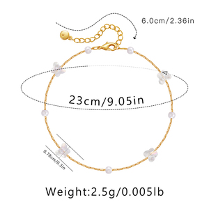 Chaîne de cheville en cuivre plaqué <span class=keywords><strong>or</strong></span> 18 carats pour <span class=keywords><strong>femme</strong></span>, avec zircon, papillon et perle, réglable, style bohème, bijou de <span class=keywords><strong>pied</strong></span> pour les vacances - Product Image 3