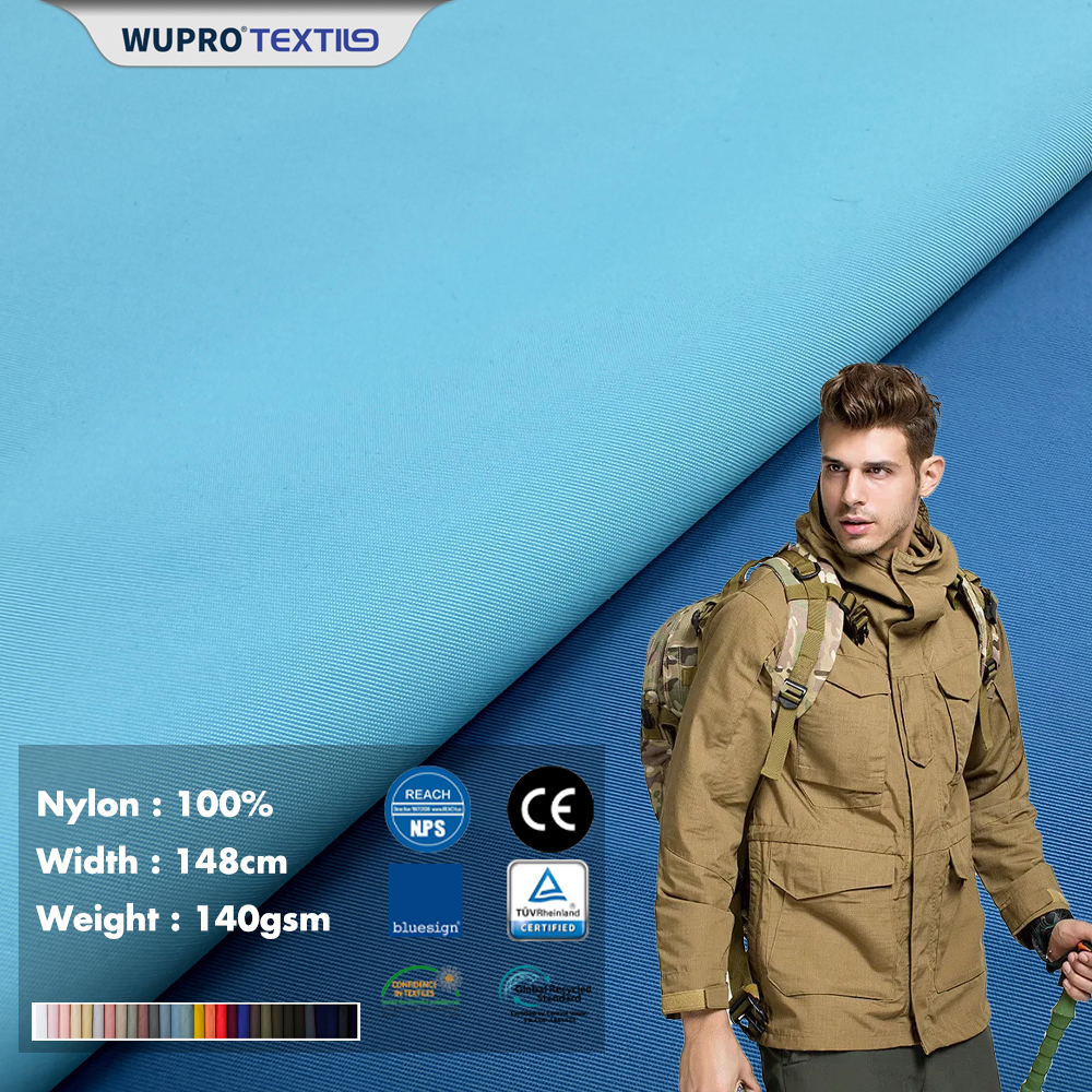 Free Sample Wupro Textile 100% Nylon Fabric Outdoor Windproof Waterproof Woven PU Coating Hasrshell Jacket Nylon Taslan Fabric