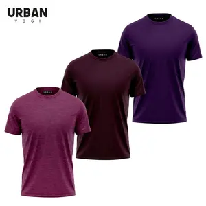 Bio gewaschene Rundhals-T-Shirts Tri Blend Premium-Qualität Werbe baumwolle Magenta Maroon Lila Herren T-Shirt Blank Casual O-Ausschnitt