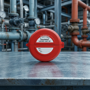 Étiquette de sécurité ronde verrouillable rouge pour équipement industriel et maintenance - Product Image 3