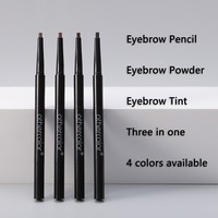 Crayon à sourcils 3 en 1, poudre à sourcils et pinceau, waterproof, 4 teintes, logo personnalisé, cosmétiques en gros