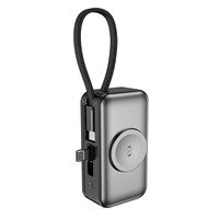 Batería Externa Portátil OEM de 5000 mAh, Carga Rápida PD de 20 W, Cable Tipo C Integrado con Cordón, Carga Inalámbrica para Reloj y Teléfono