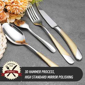 Cubiertos de boda real de alta calidad, tenedor dorado de lujo, cuchara, cuchillo, restaurante, cubiertos de acero inoxidable, juego de cubiertos PARA CENA - Product Image 3