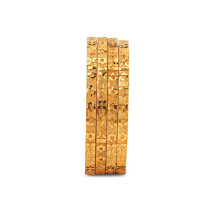Traditional Indian Metal <b>Bangle</b> <b>Bracelet</b> with Gold Look Appearance and Detailed Surface Work Elegant Kada Jewelry for Women - Product Image 3